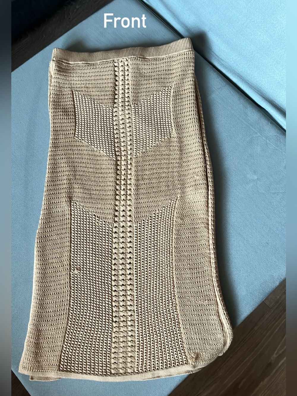 Rachel Zoe Beige Crochet Midi Skirt - open Knit Design